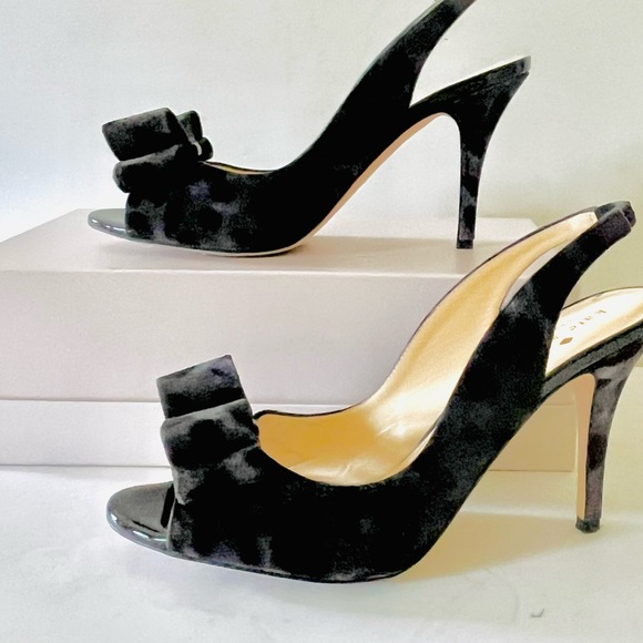 Kate Spade gray black slingback sandals heels
